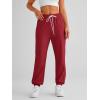 imageAUTOMET Womens Cinch Bottom Sweatpants Athletic Joggers Lounge Pants with PocketsWine Red