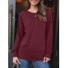 imageAUTOMET Womens Fall Fashion Long Sleeve Shirts Dressy Casual Pleated Basic Trendy Tops Winter Clothes 2025Wine Red