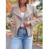 imageAUTOMET Womens Faux Leather Jackets Suede Fall Fashion 2025 Outfits Winter Clothes Open Front Cropped Coat OutwearApricot