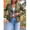 imageAUTOMET Womens Faux Leather Jackets Suede Fall Fashion 2025 Outfits Winter Clothes Open Front Cropped Coat OutwearArmygreen