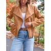 imageAUTOMET Womens Faux Leather Jackets Suede Fall Fashion 2025 Outfits Winter Clothes Open Front Cropped Coat OutwearBrown