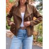 imageAUTOMET Womens Faux Leather Jackets Suede Fall Fashion 2025 Outfits Winter Clothes Open Front Cropped Coat OutwearCamel
