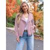 imageAUTOMET Womens Faux Leather Jackets Suede Fall Fashion 2025 Outfits Winter Clothes Open Front Cropped Coat OutwearDarkpink