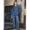 imageAUTOMET Womens Long Sleeve Shirts Pleated Crew Neck Casual Fall Fashion Tops Loose Fit Lightweight Girls Outfits ClothesBlue