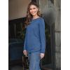 imageAUTOMET Womens Long Sleeve Shirts Pleated Crew Neck Casual Fall Fashion Tops Loose Fit Lightweight Girls Outfits ClothesBlue