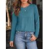 imageAUTOMET Womens Long Sleeve Shirts Pleated Crew Neck Casual Fall Fashion Tops Loose Fit Lightweight Girls Outfits ClothesBluegreen