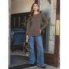 imageAUTOMET Womens Long Sleeve Shirts Pleated Crew Neck Casual Fall Fashion Tops Loose Fit Lightweight Girls Outfits ClothesCoffeegrey