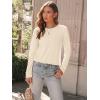 imageAUTOMET Womens Long Sleeve Shirts Pleated Crew Neck Casual Fall Fashion Tops Loose Fit Lightweight Girls Outfits ClothesCream