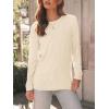 imageAUTOMET Womens Long Sleeve Shirts Pleated Crew Neck Casual Fall Fashion Tops Loose Fit Lightweight Girls Outfits ClothesCream