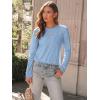 imageAUTOMET Womens Long Sleeve Shirts Pleated Crew Neck Casual Fall Fashion Tops Loose Fit Lightweight Girls Outfits ClothesLightblue