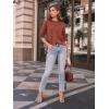 imageAUTOMET Womens Long Sleeve Shirts Pleated Crew Neck Casual Fall Fashion Tops Loose Fit Lightweight Girls Outfits ClothesRust
