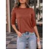 imageAUTOMET Womens Long Sleeve Shirts Pleated Crew Neck Casual Fall Fashion Tops Loose Fit Lightweight Girls Outfits ClothesRust