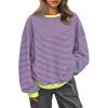 imageAUTOMET Oversized Sweatshirt for Women 2025 Fall Crewneck Striped Long Sleeve Shirts Hoodies Preppy Top Y2K Outfits PinkGreen M