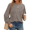 imageAUTOMET Womens Fall Fashion Long Sleeve Shirts Dressy Casual Pleated Basic Trendy Tops Winter Clothes 2025Coffee Grey