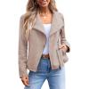 imageAUTOMET Womens Faux Leather Jackets Suede Fall Fashion 2025 Outfits Winter Clothes Open Front Cropped Coat OutwearApricot