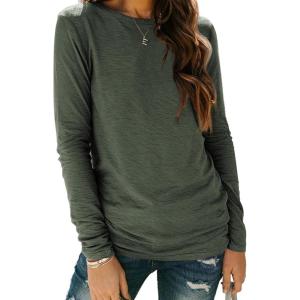 imageAUTOMET Spring Tops Womens Long Sleeve Shirts Workout Plus Size Tees Fall Outfits Clothes 202501armygreen