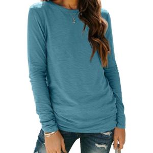 imageAUTOMET Spring Tops Womens Long Sleeve Shirts Workout Plus Size Tees Fall Outfits Clothes 202501bluegreen