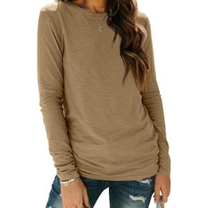 imageAUTOMET Spring Tops Womens Long Sleeve Shirts Workout Plus Size Tees Fall Outfits Clothes 202501coffee