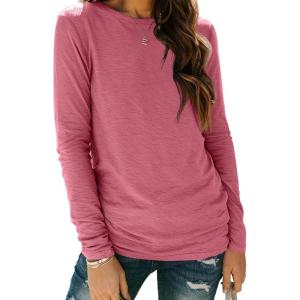 imageAUTOMET Spring Tops Womens Long Sleeve Shirts Workout Plus Size Tees Fall Outfits Clothes 202501hotpink