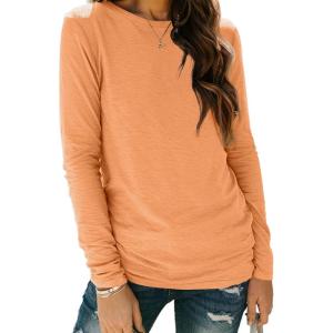 imageAUTOMET Spring Tops Womens Long Sleeve Shirts Workout Plus Size Tees Fall Outfits Clothes 202501orange