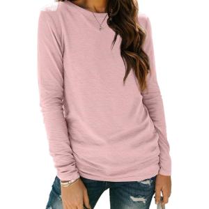 imageAUTOMET Spring Tops Womens Long Sleeve Shirts Workout Plus Size Tees Fall Outfits Clothes 202501pink
