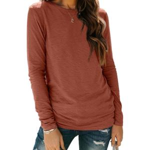 imageAUTOMET Spring Tops Womens Long Sleeve Shirts Workout Plus Size Tees Fall Outfits Clothes 202501rust