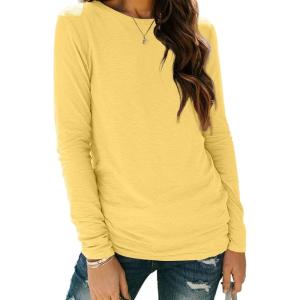 imageAUTOMET Spring Tops Womens Long Sleeve Shirts Workout Plus Size Tees Fall Outfits Clothes 202501yellow