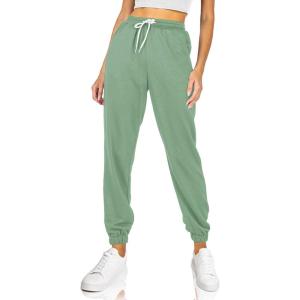 imageAUTOMET Womens Cinch Bottom Sweatpants Athletic Joggers Lounge Pants with PocketsBean Green