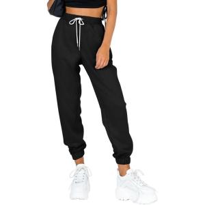 imageAUTOMET Womens Cinch Bottom Sweatpants Athletic Joggers Lounge Pants with PocketsBlack