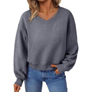 imageAUTOMET Womens Cropped Sweatshirts Pullover Fleece Crop Sweaters Fall Fashion Outfits Clothes 2025Deep Grey