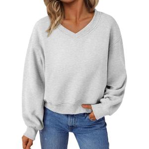 imageAUTOMET Womens Cropped Sweatshirts Pullover Fleece Crop Sweaters Fall Fashion Outfits Clothes 2025Grey