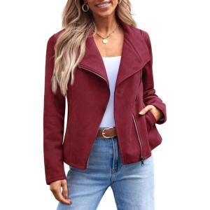 imageAUTOMET Womens Faux Leather Jackets Suede Fall Fashion 2025 Outfits Winter Clothes Open Front Cropped Coat OutwearWinered