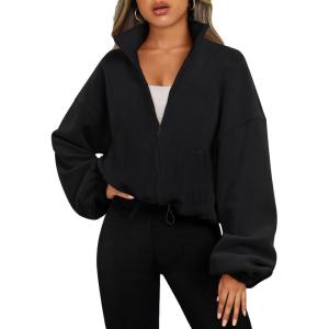 imageAUTOMET Womens Fleece Jackets Zip Up Oversized Sweatshirts Winter Clothes Long Sleeve Crop Sherpa Fall Outfits FashionBlack