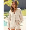imageAUTOMET 2 Piece Sets For Women Lounge Wear Matching Two Piece Pajama Fashion Oversized Shirts And Shorts Spring Outfit 202501beige