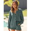 imageAUTOMET 2 Piece Sets For Women Lounge Wear Matching Two Piece Pajama Fashion Oversized Shirts And Shorts Spring Outfit 202501greygreen