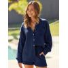 imageAUTOMET 2 Piece Sets For Women Lounge Wear Matching Two Piece Pajama Fashion Oversized Shirts And Shorts Spring Outfit 202501navyblue