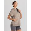 imageAUTOMET Oversized Hoodies for Women Short Sleeve Half zip Sweatshirt Fleece Loose Fit Pullover 2025 Fall Fashion OutfitsCoffee Grey