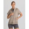 imageAUTOMET Oversized Hoodies for Women Short Sleeve Half zip Sweatshirt Fleece Loose Fit Pullover 2025 Fall Fashion OutfitsCoffee Grey