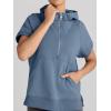 imageAUTOMET Oversized Hoodies for Women Short Sleeve Half zip Sweatshirt Fleece Loose Fit Pullover 2025 Fall Fashion OutfitsDusty Blue