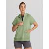 imageAUTOMET Oversized Hoodies for Women Short Sleeve Half zip Sweatshirt Fleece Loose Fit Pullover 2025 Fall Fashion OutfitsLight Green