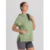 imageAUTOMET Oversized Hoodies for Women Short Sleeve Half zip Sweatshirt Fleece Loose Fit Pullover 2025 Fall Fashion OutfitsLight Green