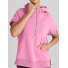 imageAUTOMET Oversized Hoodies for Women Short Sleeve Half zip Sweatshirt Fleece Loose Fit Pullover 2025 Fall Fashion OutfitsPink