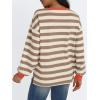 imageAUTOMET Oversized Tshirts for Women Striped Long Sleeve Cotton Trendy Tops 2024 Loose Fit Tee Shirt Crewneck Fall Outfit StripedKhaki M