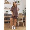 imageAUTOMET Womens 2 Piece Sets Summer Outfits 2025 Two Piece Lounge Set Matching Clothing Oversized Tshirts Biker Short FashionBrown