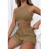 imageAUTOMET Womens 2 Piece Shorts Lounge Sets Two Piece Summer Workout Outfits Beach Vacation Trendy 2025 ClothesBrown