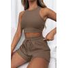 imageAUTOMET Womens 2 Piece Shorts Lounge Sets Two Piece Summer Workout Outfits Beach Vacation Trendy 2025 ClothesCoffee