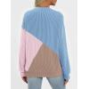 imageAUTOMET Womens Color Block Long Sleeve Top Crewneck Shirt 2025Blue Pink Nutmeg