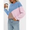 imageAUTOMET Womens Color Block Long Sleeve Top Crewneck Shirt 2025Blue Pink Nutmeg