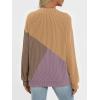 imageAUTOMET Womens Color Block Long Sleeve Top Crewneck Shirt 2025Khaki Nutmeg Greypurple