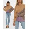 imageAUTOMET Womens Color Block Long Sleeve Top Crewneck Shirt 2025Khaki Nutmeg Greypurple